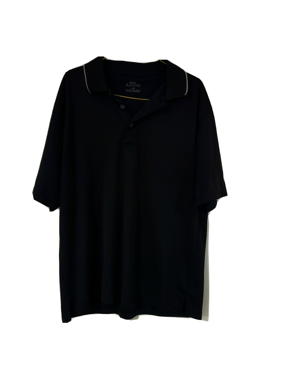 PGA Tour Golf Mens Black Casual Short Sleeve Comfort Polo Shirt Size Large